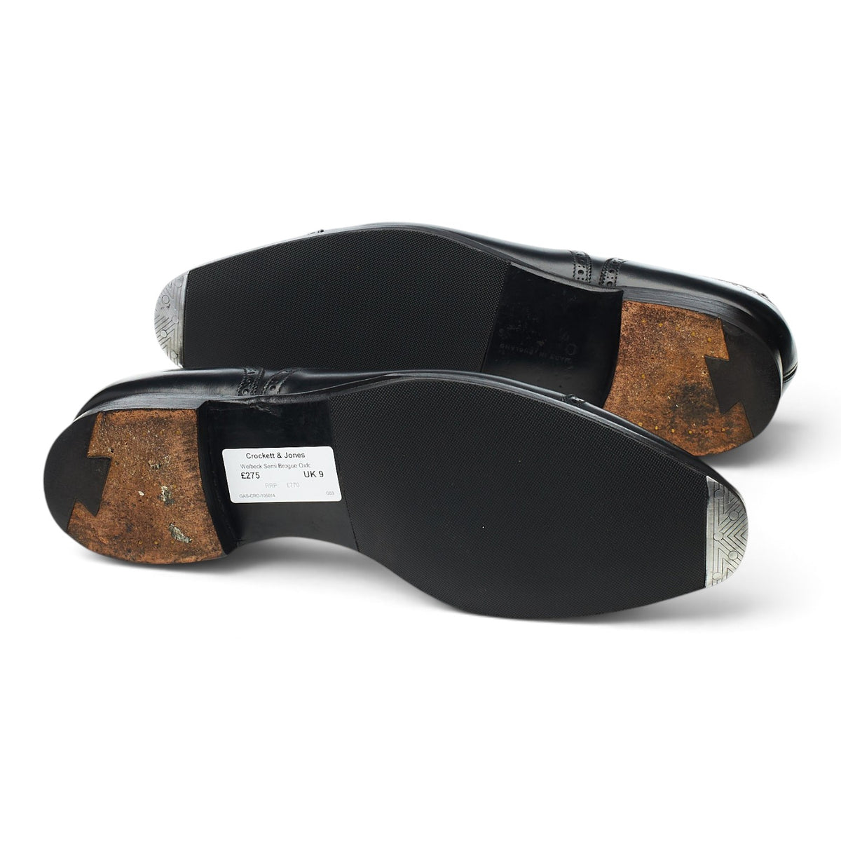 'Welbeck' Black Leather Oxford Semi Brogues UK 9 E