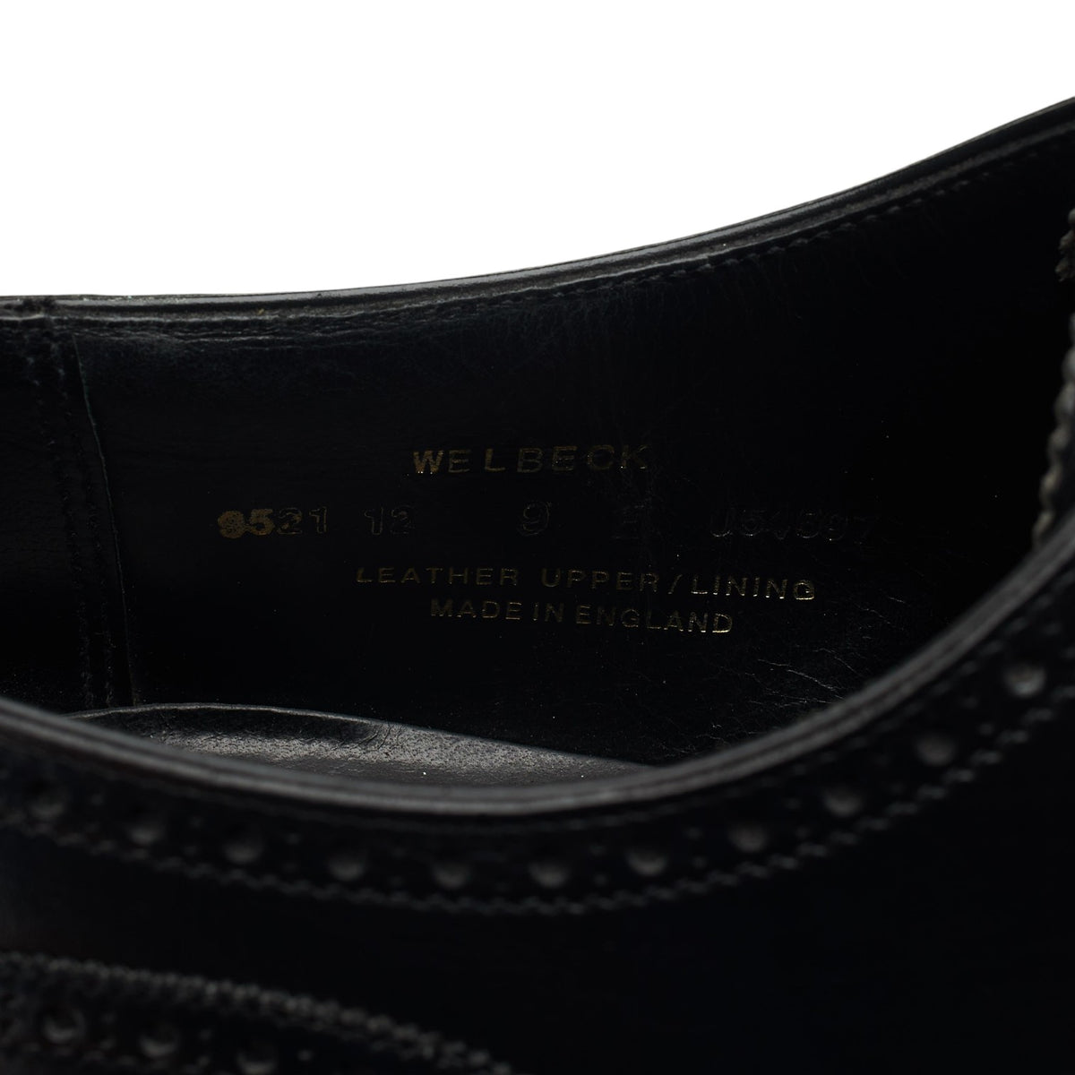 'Welbeck' Black Leather Oxford Semi Brogues UK 9 E