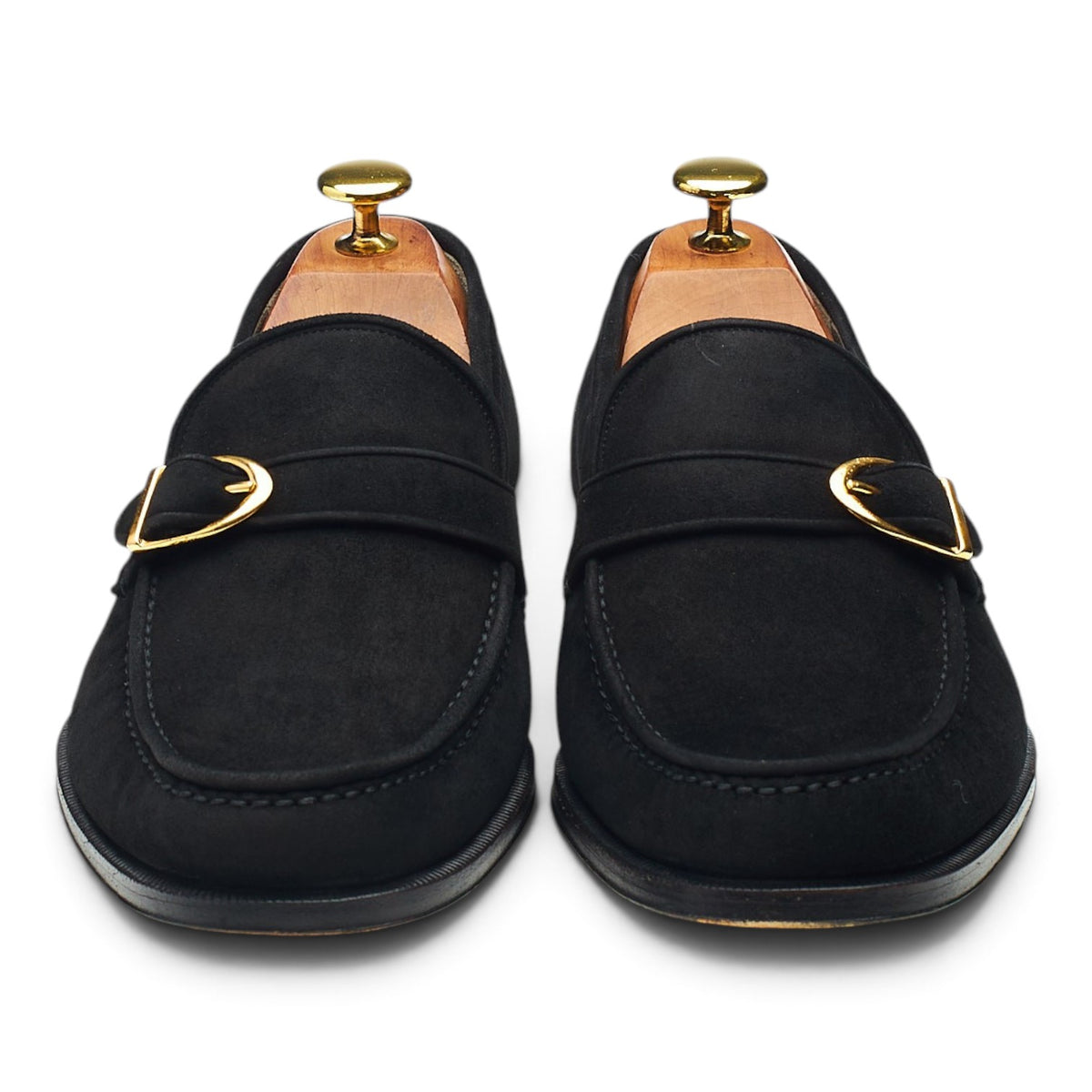 'Caserta' Black Suede Buckle Loafers UK 8 F