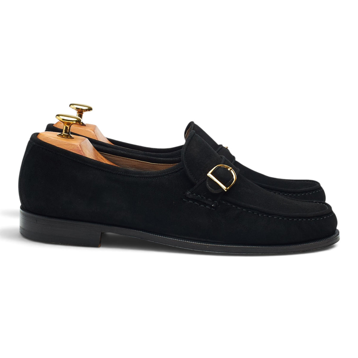 'Caserta' Black Suede Buckle Loafers UK 8 F