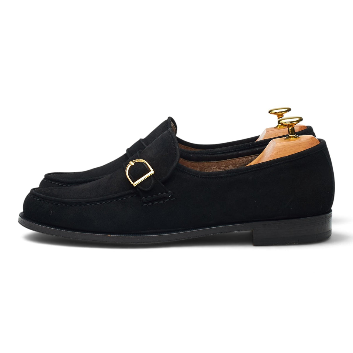 'Caserta' Black Suede Buckle Loafers UK 8 F