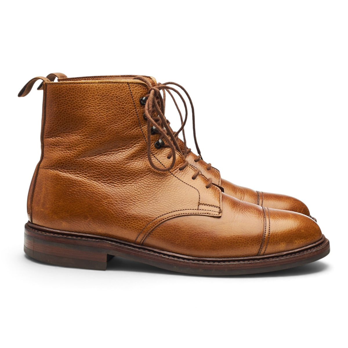 'Coniston' Tan Brown Grain Leather Boots UK 8.5 E