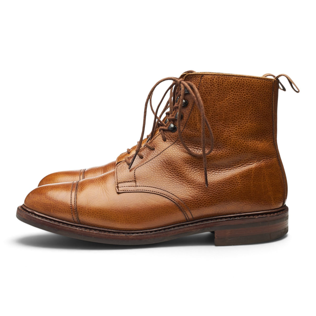 'Coniston' Tan Brown Grain Leather Boots UK 8.5 E