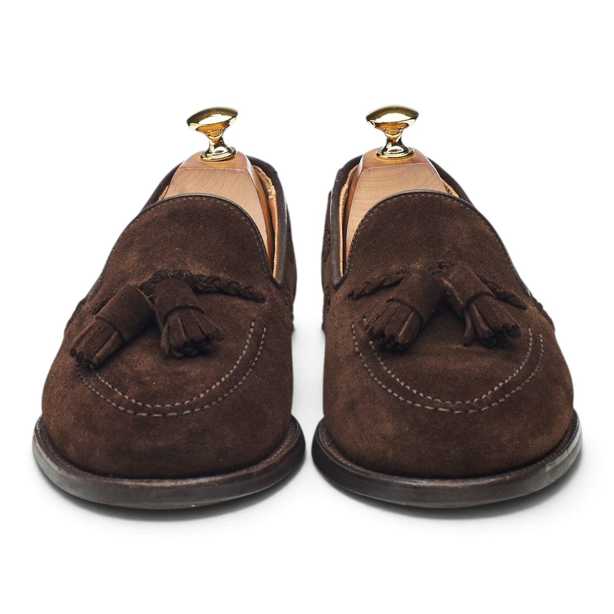 Anglo Italian 'Studridge' Dark Brown Suede Tassel Loafers UK 6.5 E