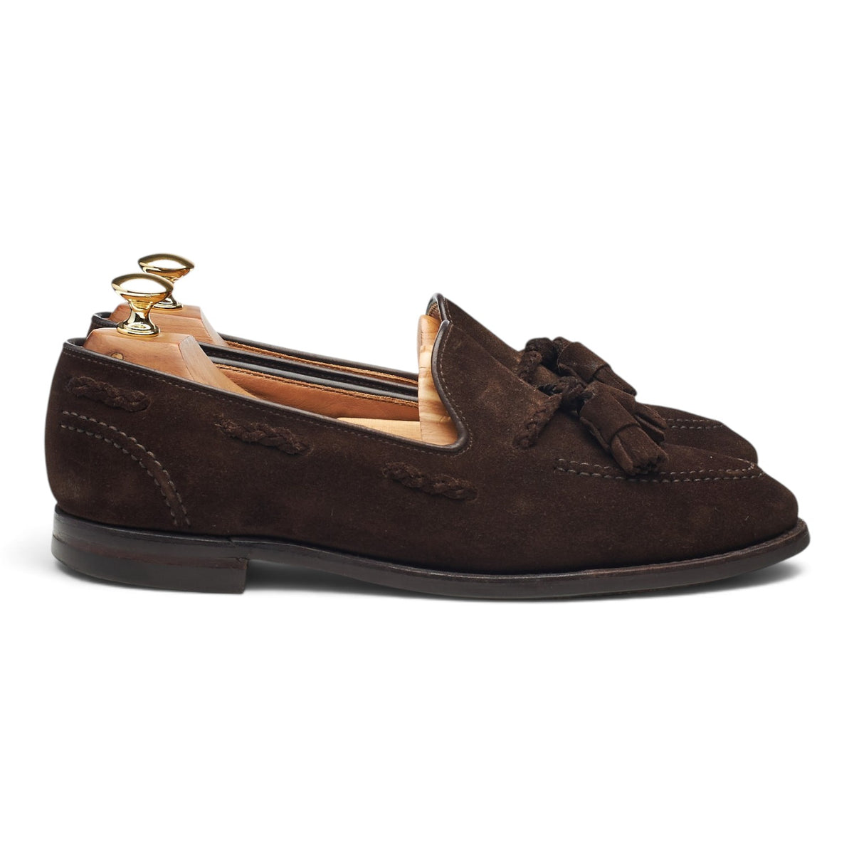 Anglo Italian 'Studridge' Dark Brown Suede Tassel Loafers UK 6.5 E