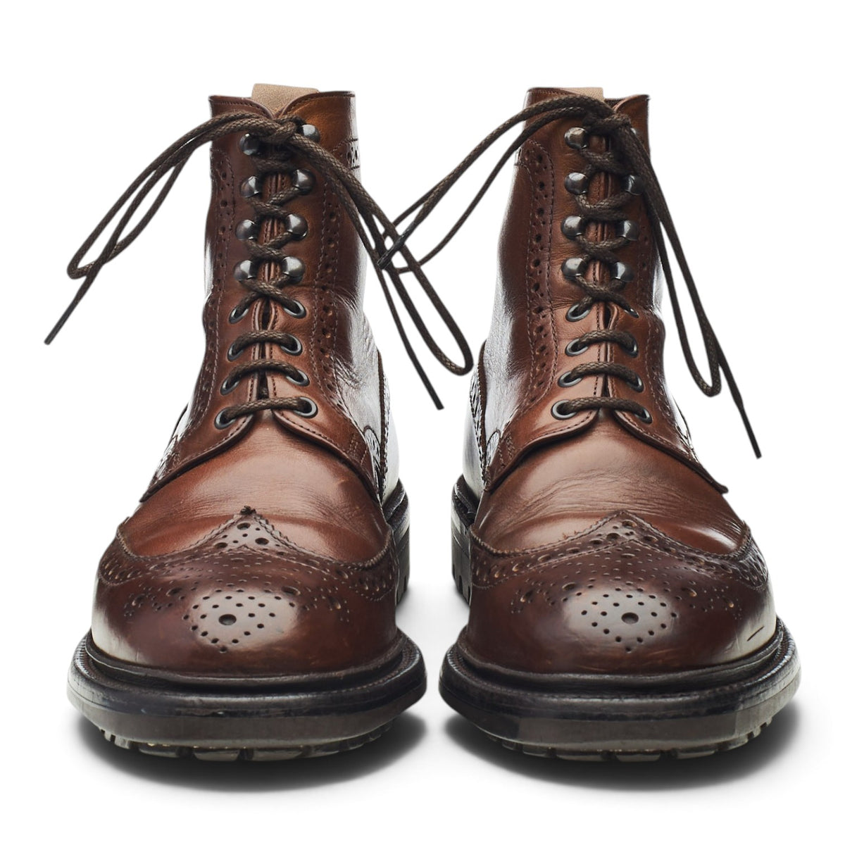 Dark Brown Leather Brogue Boots UK 8 G
