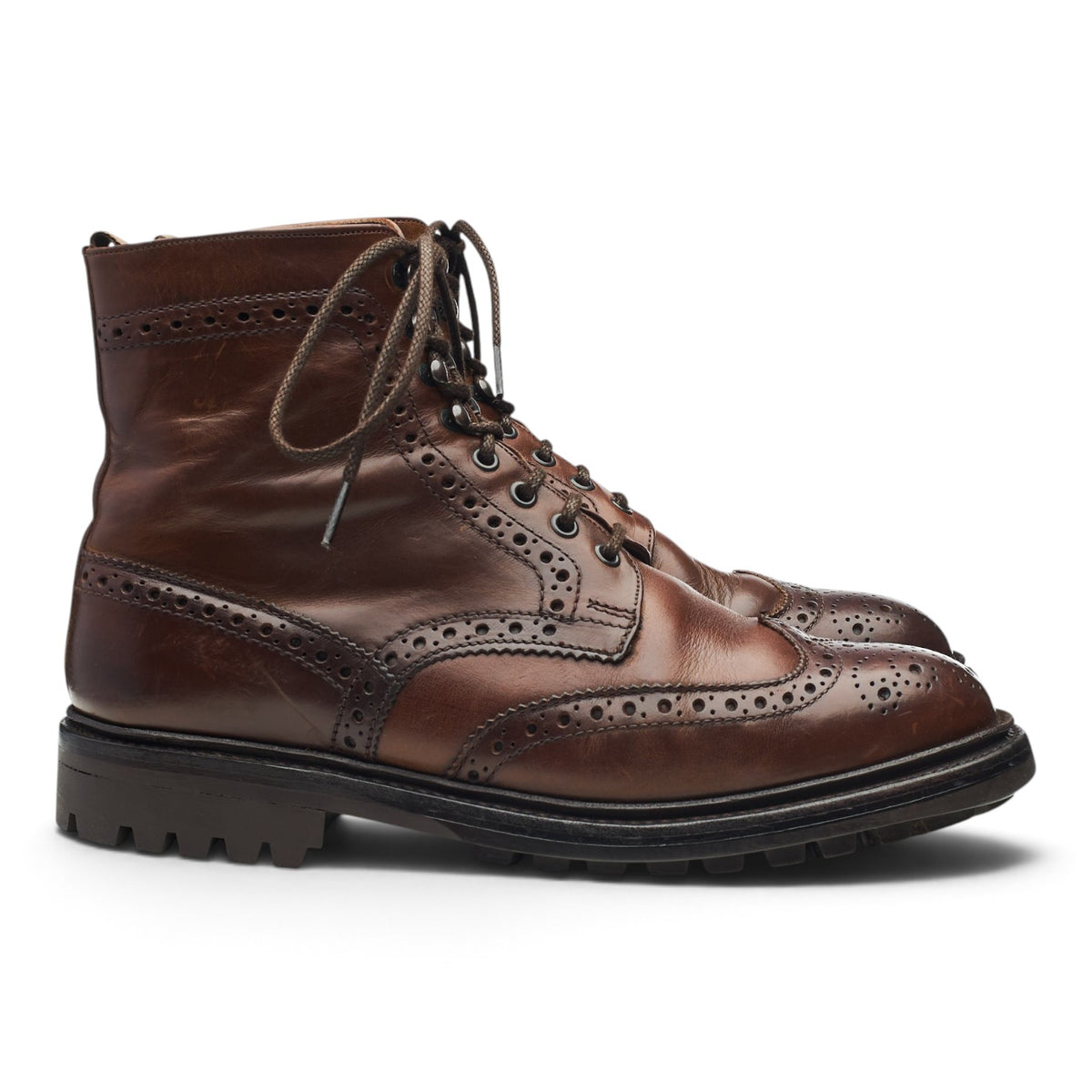 Dark Brown Leather Brogue Boots UK 8 G