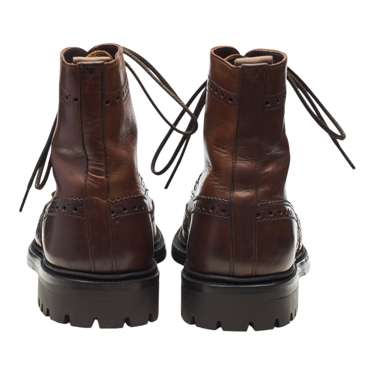 Dark Brown Leather Brogue Boots UK 8 G