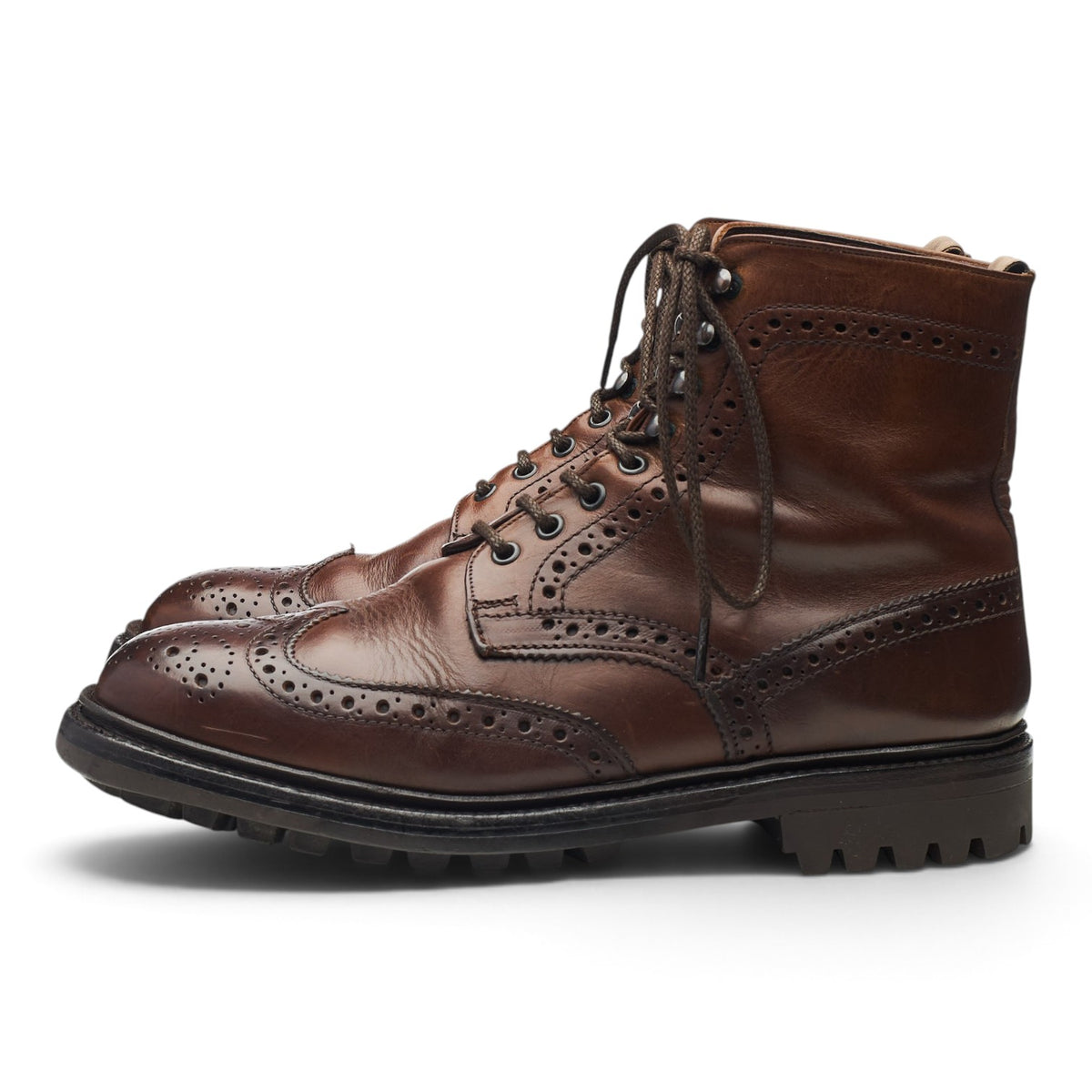 Dark Brown Leather Brogue Boots UK 8 G