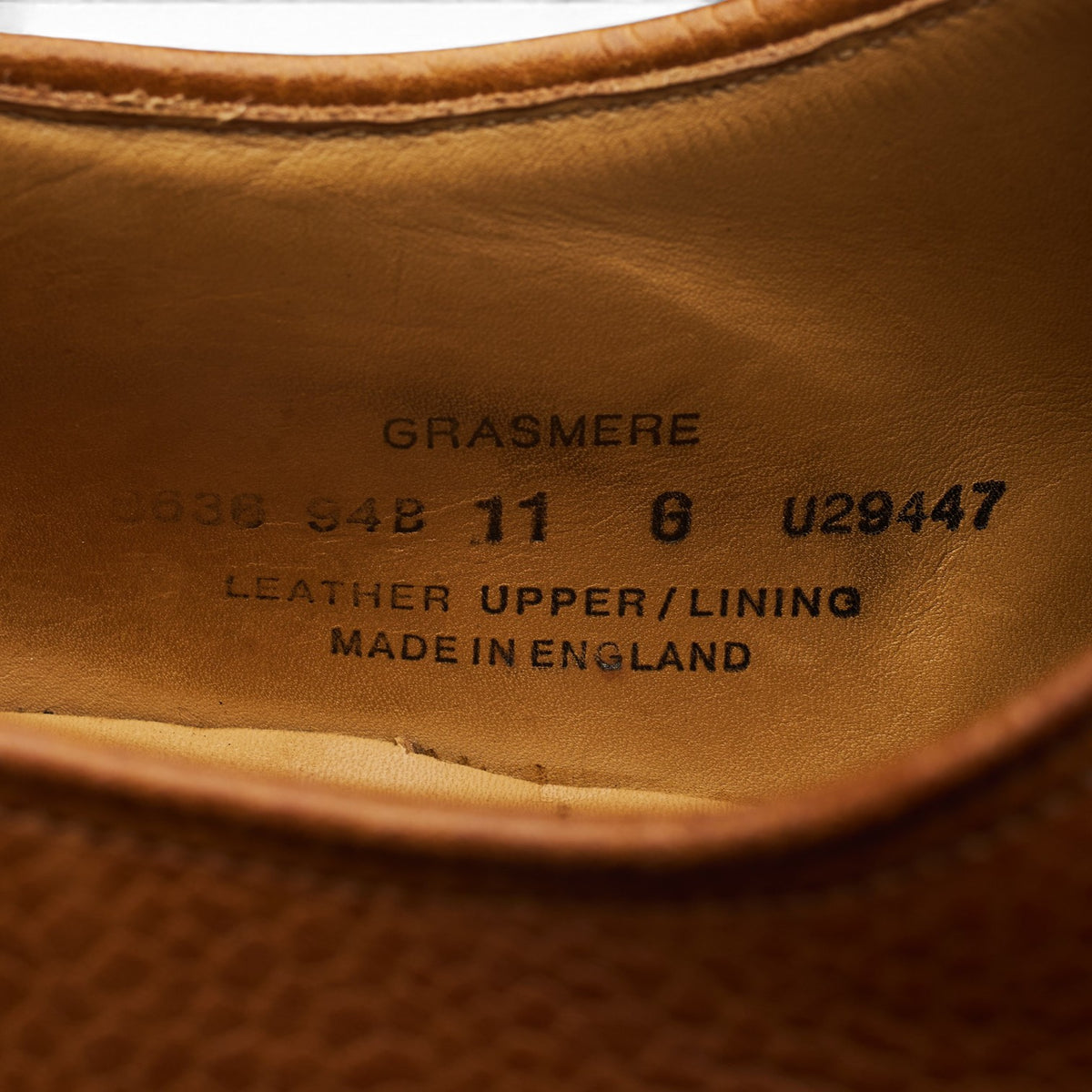 'Grasmere' Tan Brown Grain Leather Derby UK 11 G