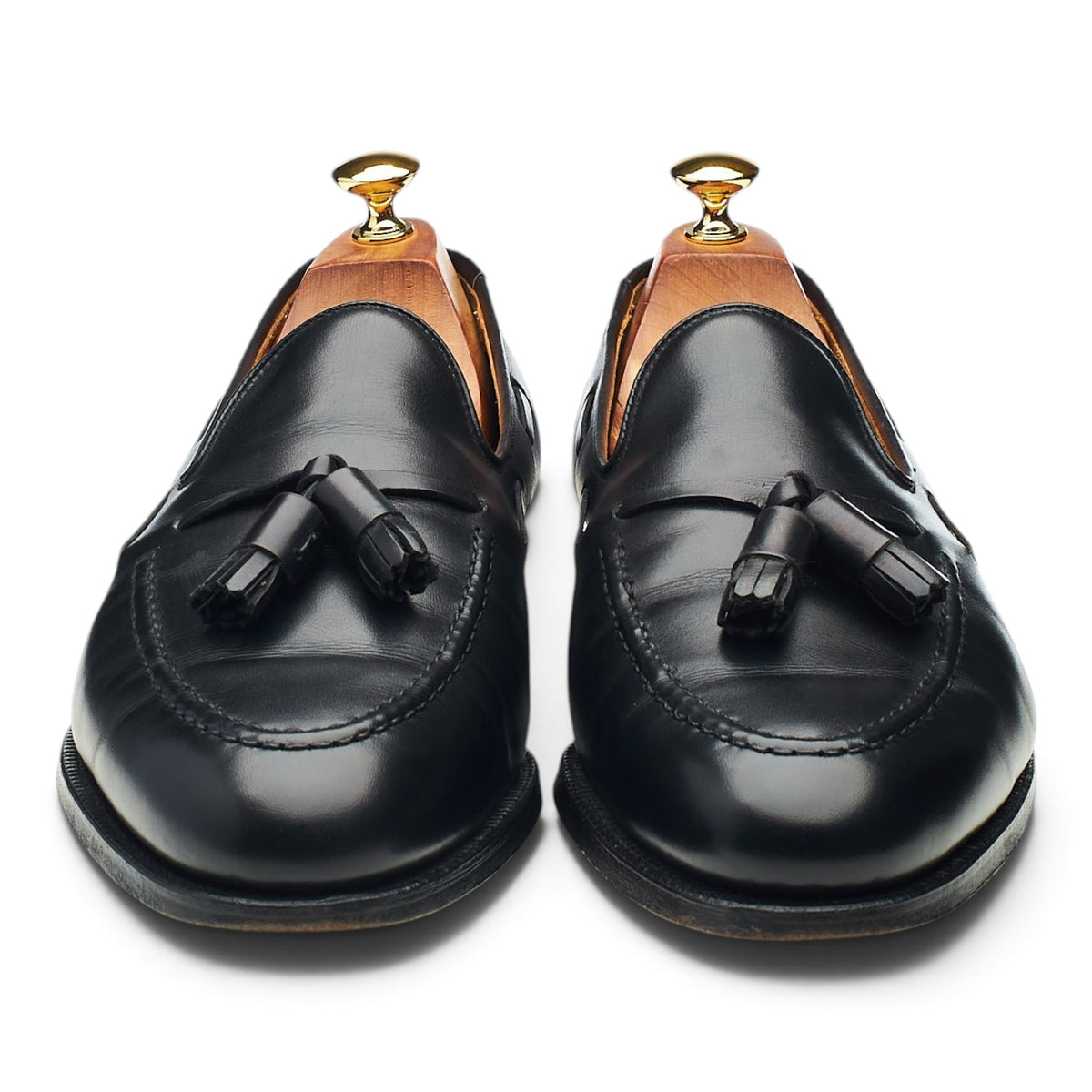 'Cavendish' Black Leather Tassel Loafers UK 10.5 EX
