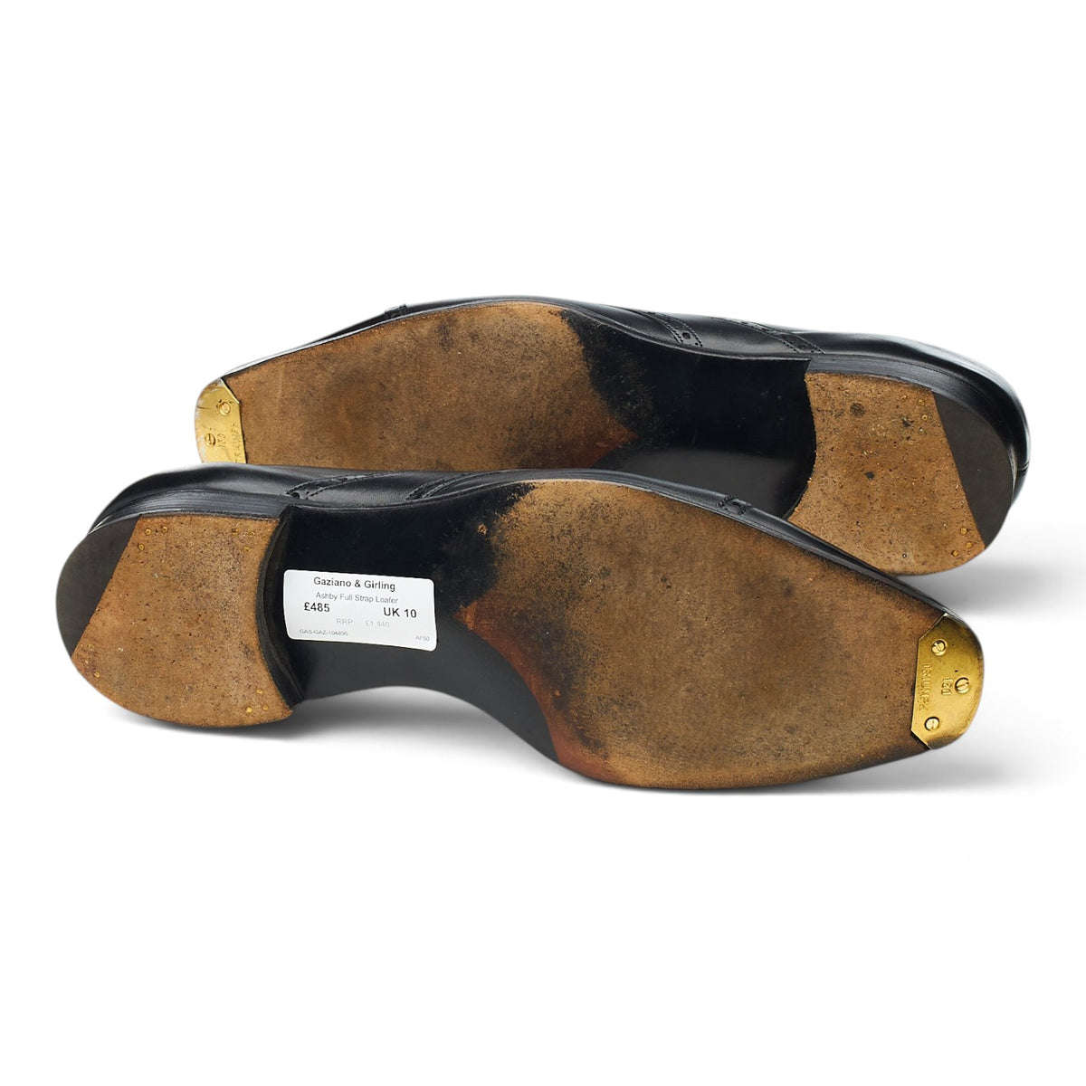 'Ashby' Black Leather Full Strap Loafers UK 10 E