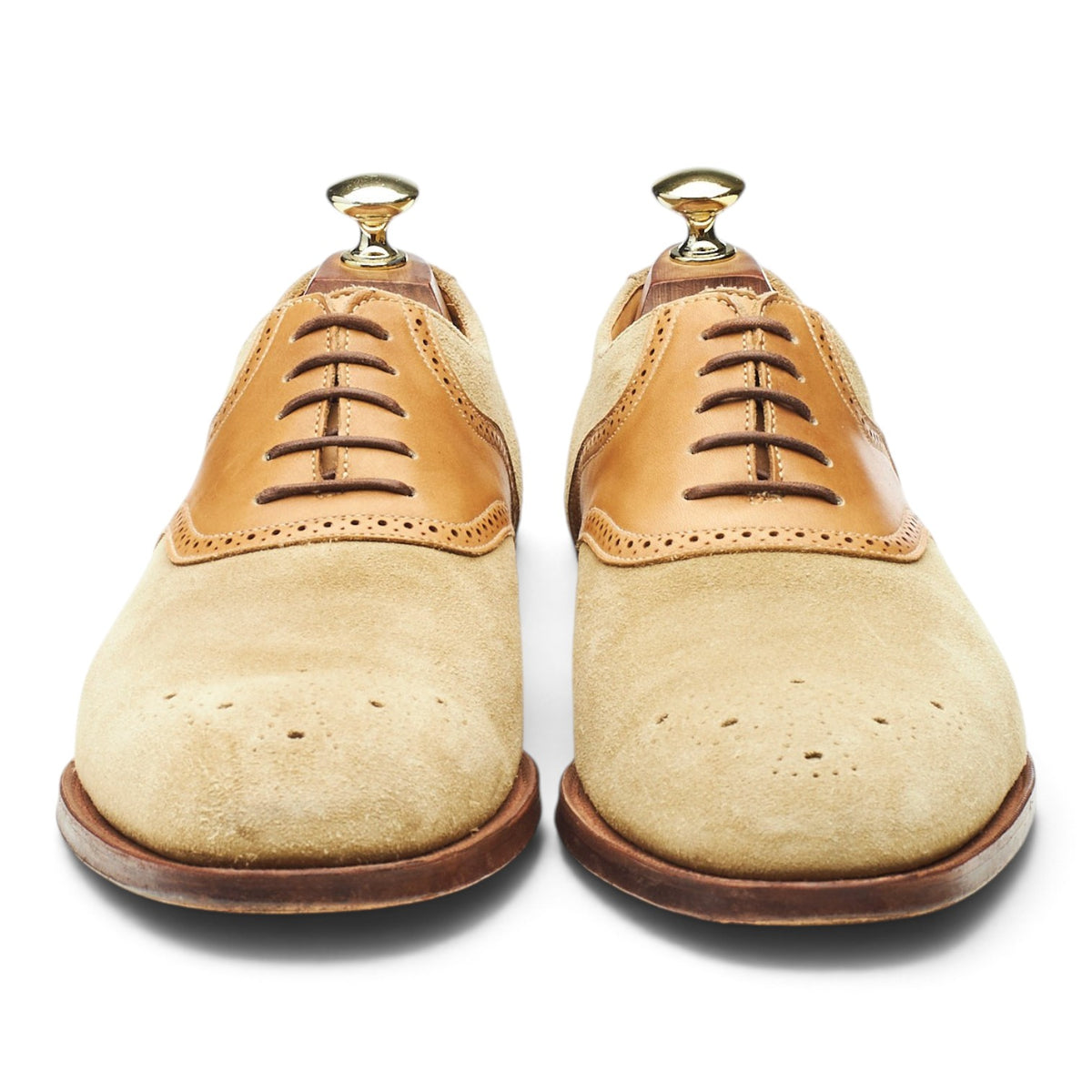Peal & Co Beige Suede Saddle Oxford UK 7.5 US 8.5 D