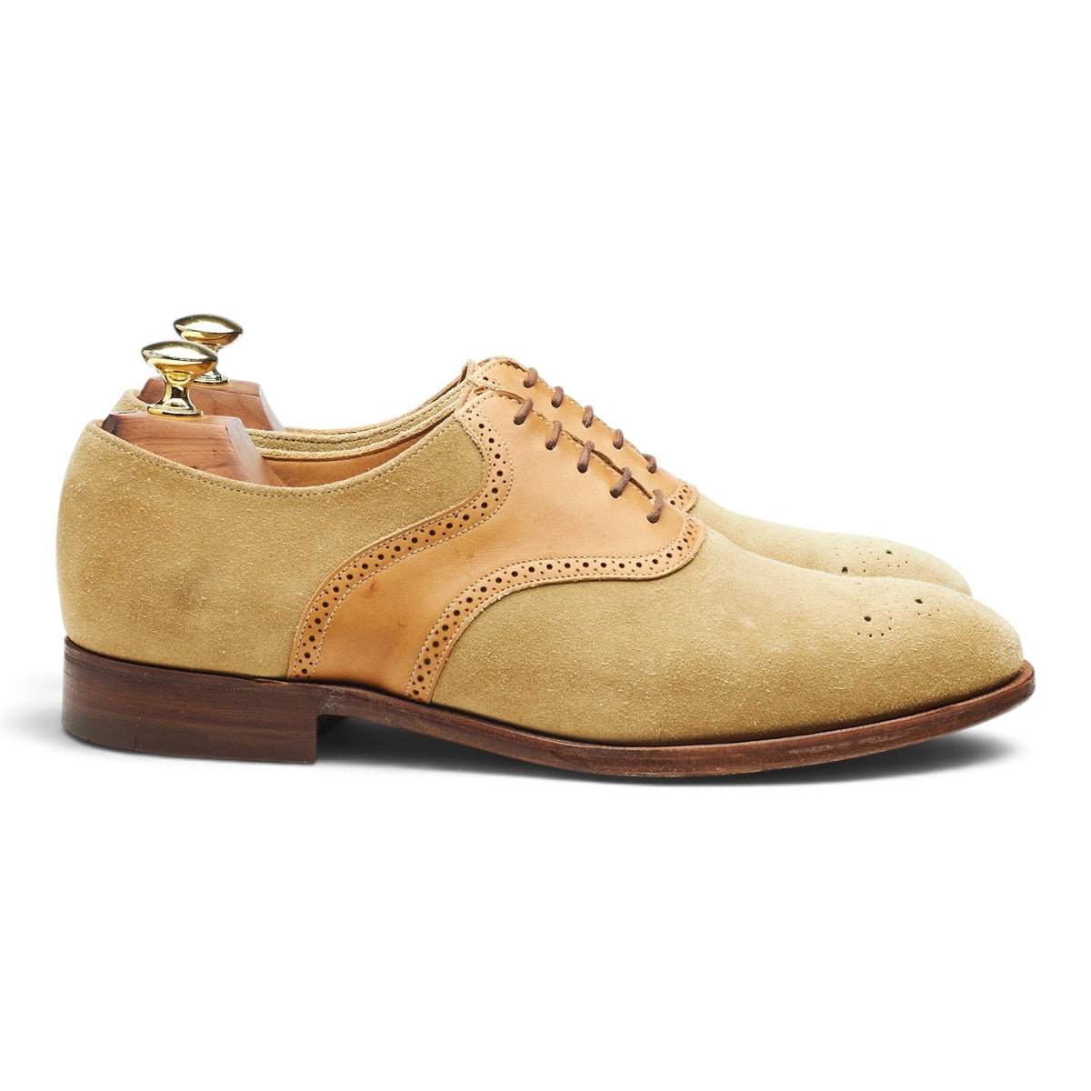 Peal & Co Beige Suede Saddle Oxford UK 7.5 US 8.5 D
