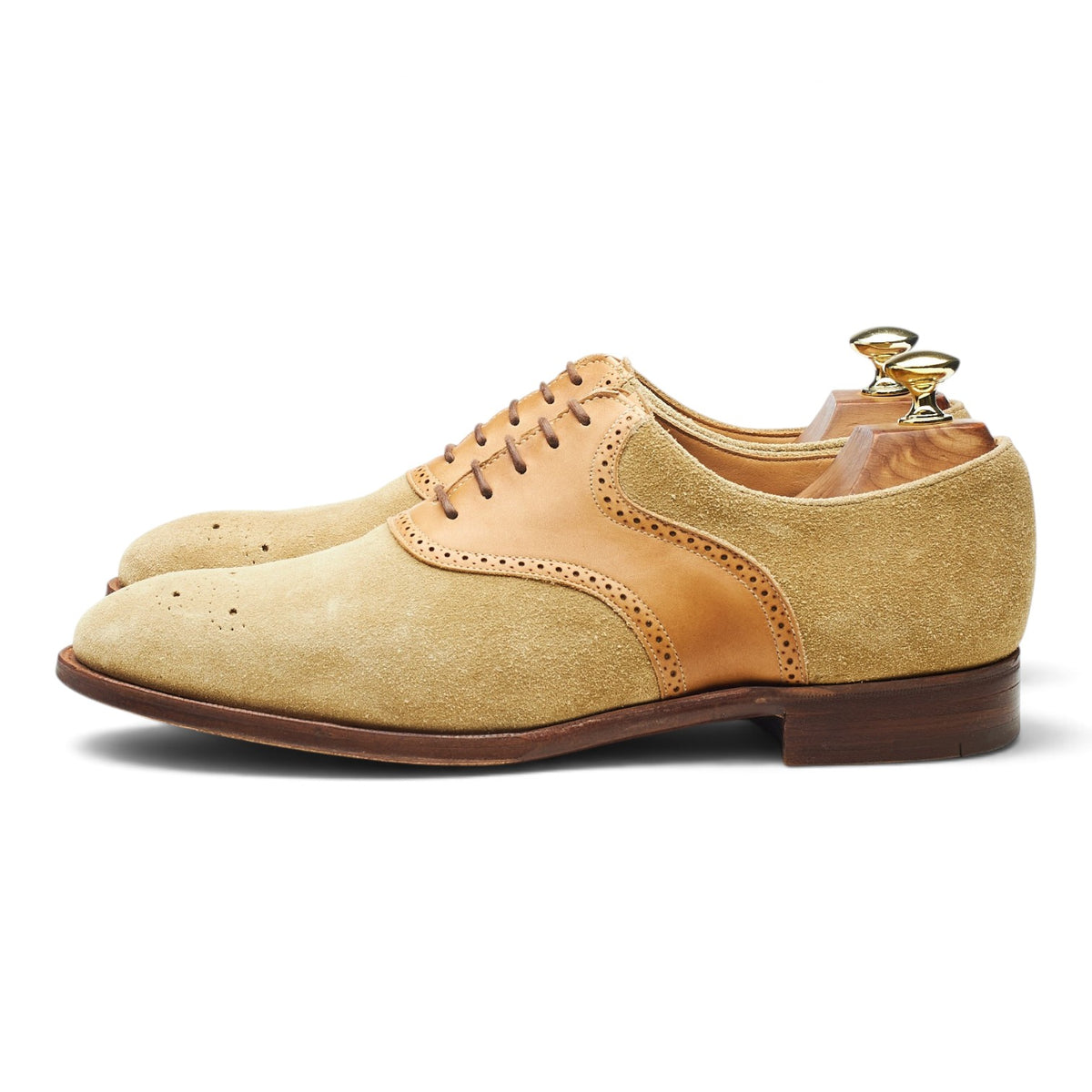 Peal & Co Beige Suede Saddle Oxford UK 7.5 US 8.5 D