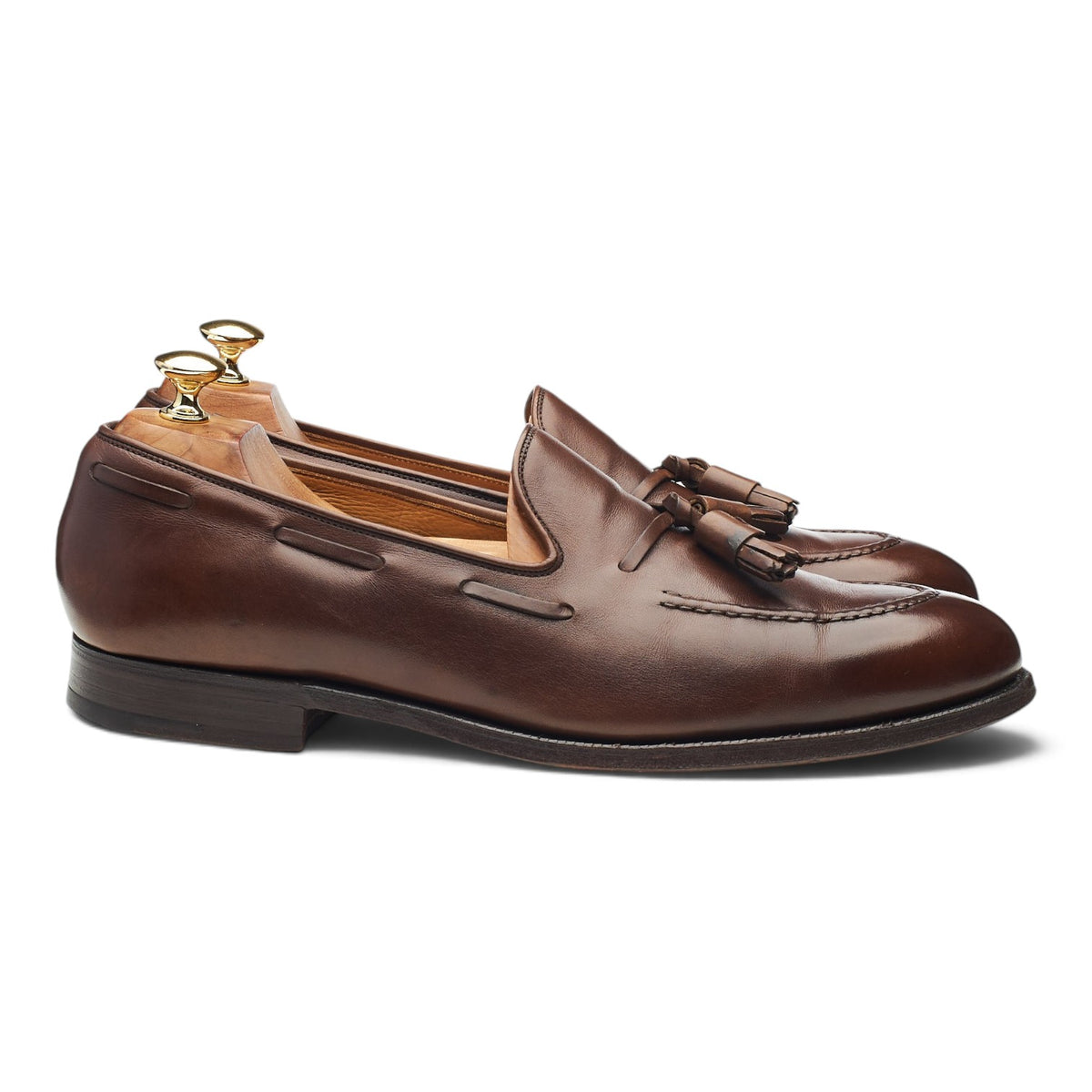 'Cavendish 2' Dark Brown Leather Tassel Loafers UK 10 E