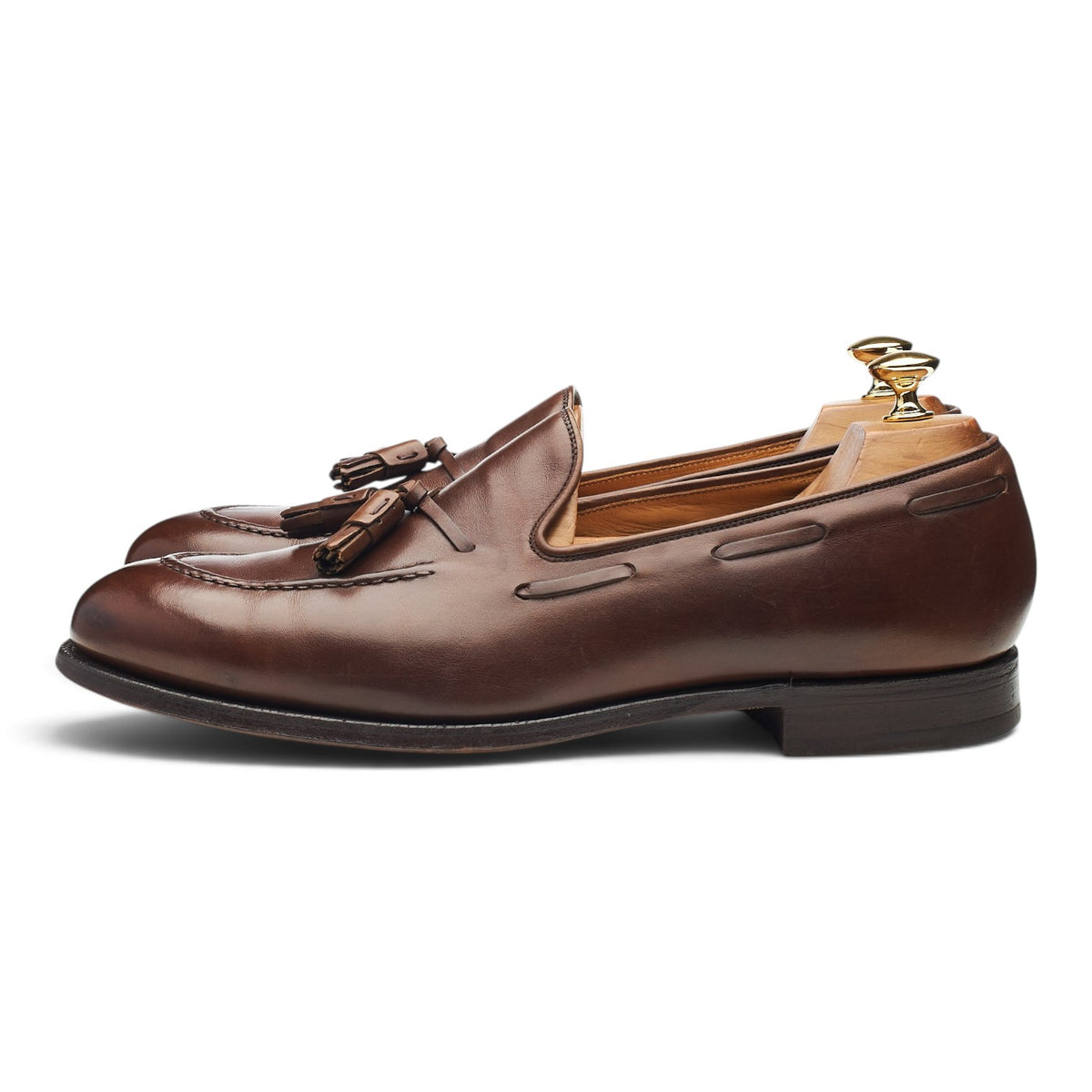 'Cavendish 2' Dark Brown Leather Tassel Loafers UK 10 E