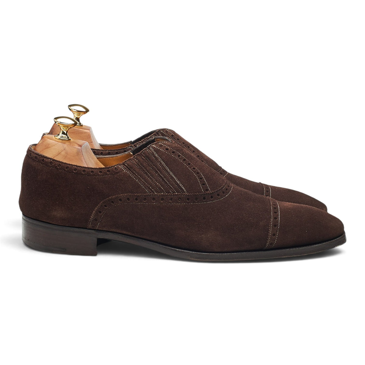 'Chelsea' Dark Brown Suede Lazyman Slip On Brogues UK 10 E