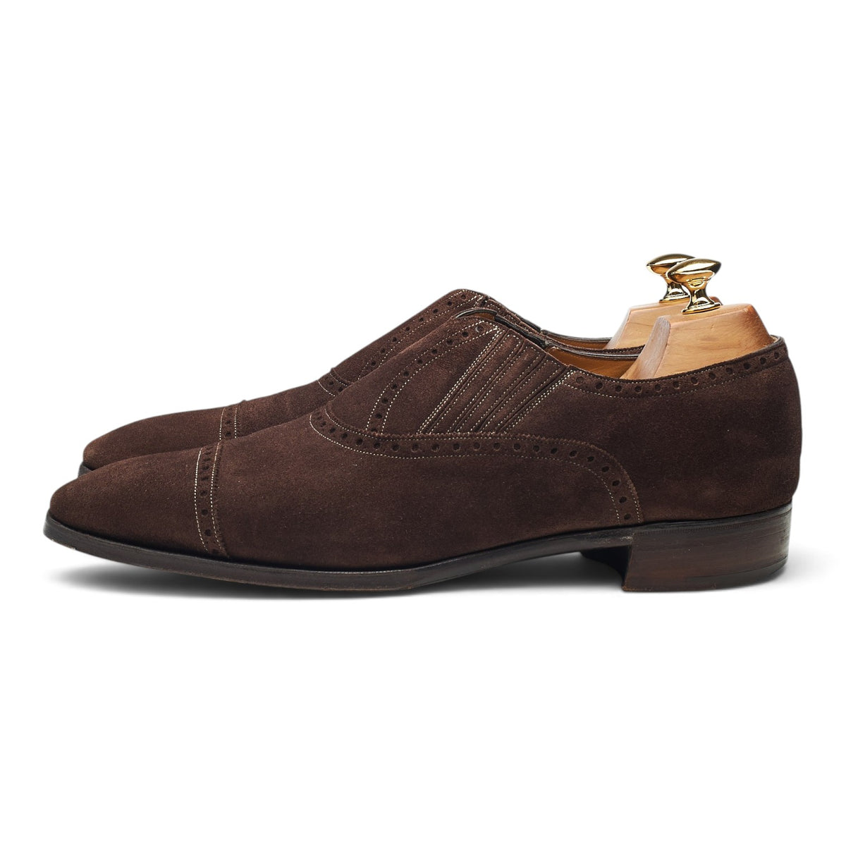 'Chelsea' Dark Brown Suede Lazyman Slip On Brogues UK 10 E