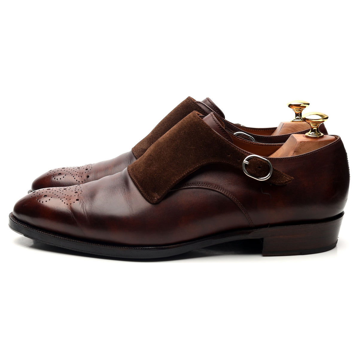 &#39;Corliss&#39; Brown Museum Leather Monk Strap UK 9 E