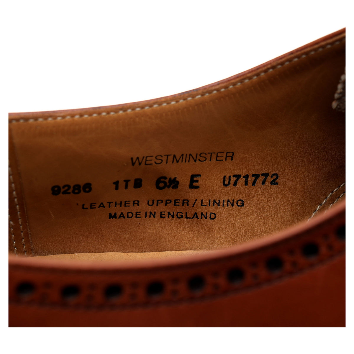 &#39;Westminster&#39; Tan Brown Leather Oxford Brogues UK 6.5 E