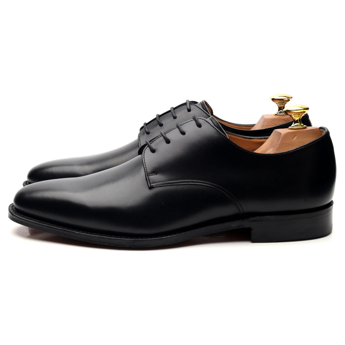 &#39;Coram&#39; Black Leather Derby UK 7.5 F