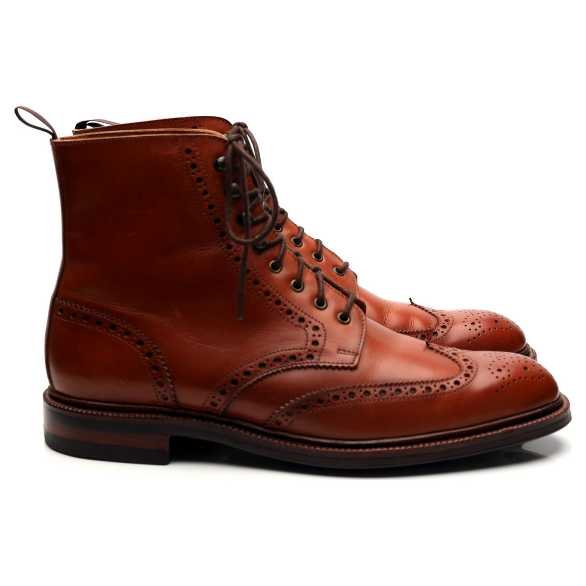 &#39;101504&#39; Tan Brown Leather Brogue Boots UK 7.5 E