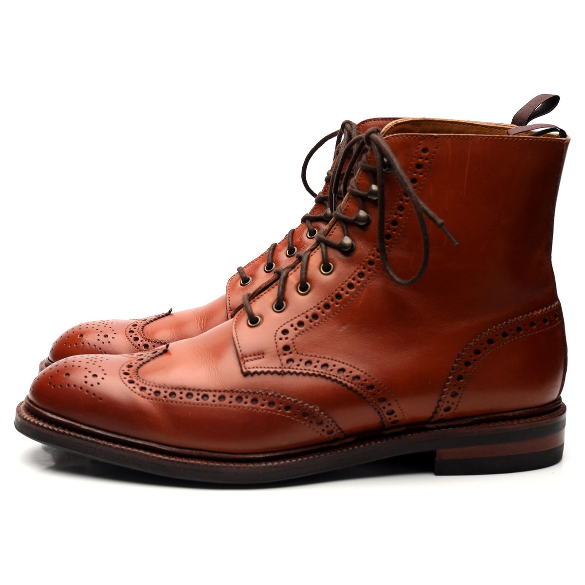 &#39;101504&#39; Tan Brown Leather Brogue Boots UK 7.5 E