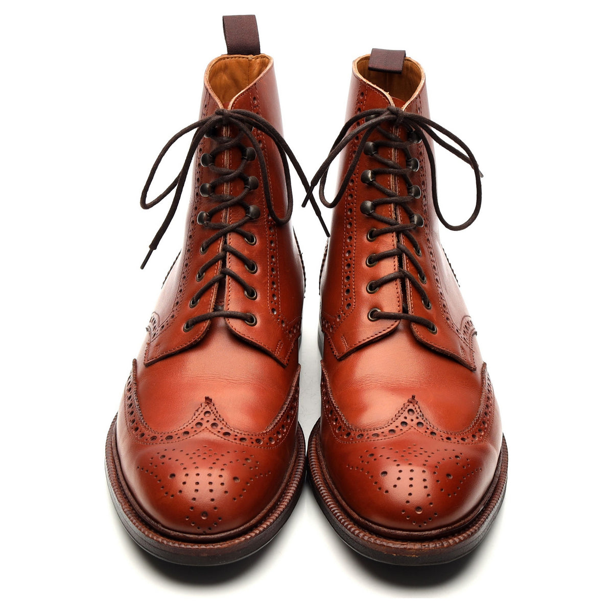 &#39;101504&#39; Tan Brown Leather Brogue Boots UK 7.5 E