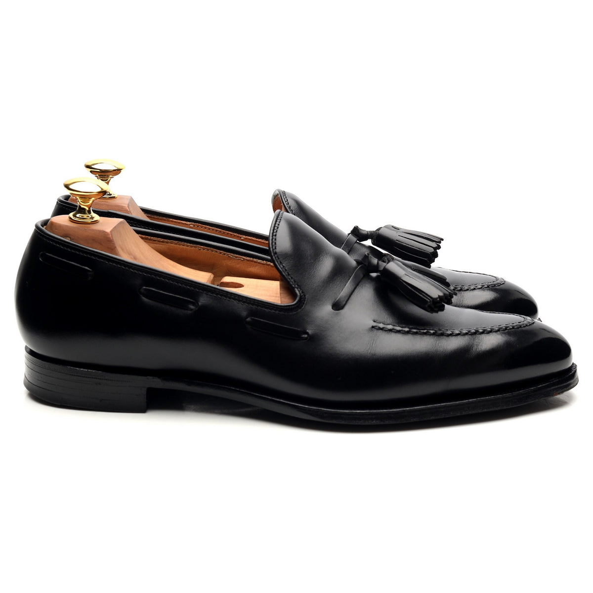 &#39;Vincent&#39; Black Leather Tassel Loafers UK 6 E