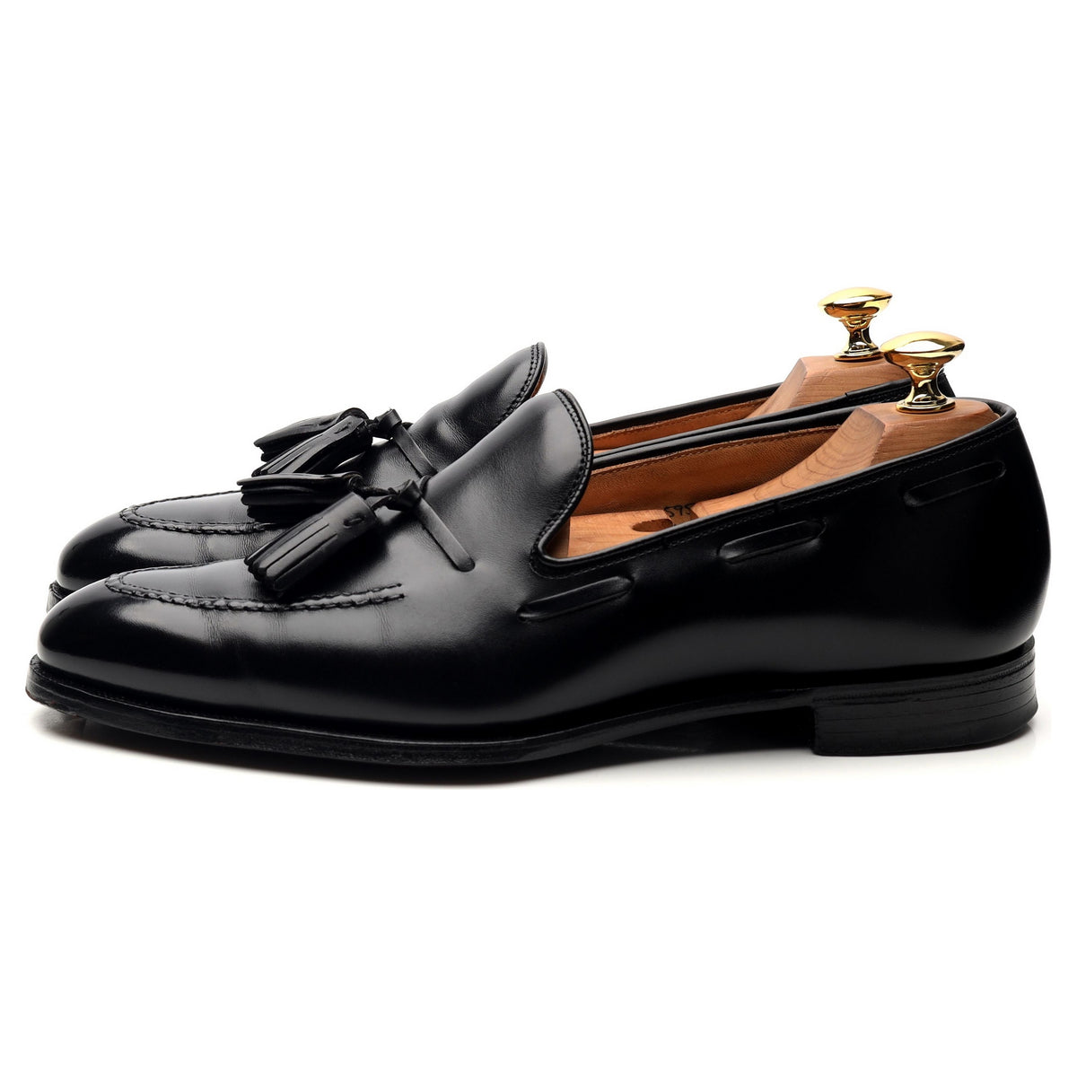 &#39;Vincent&#39; Black Leather Tassel Loafers UK 6 E