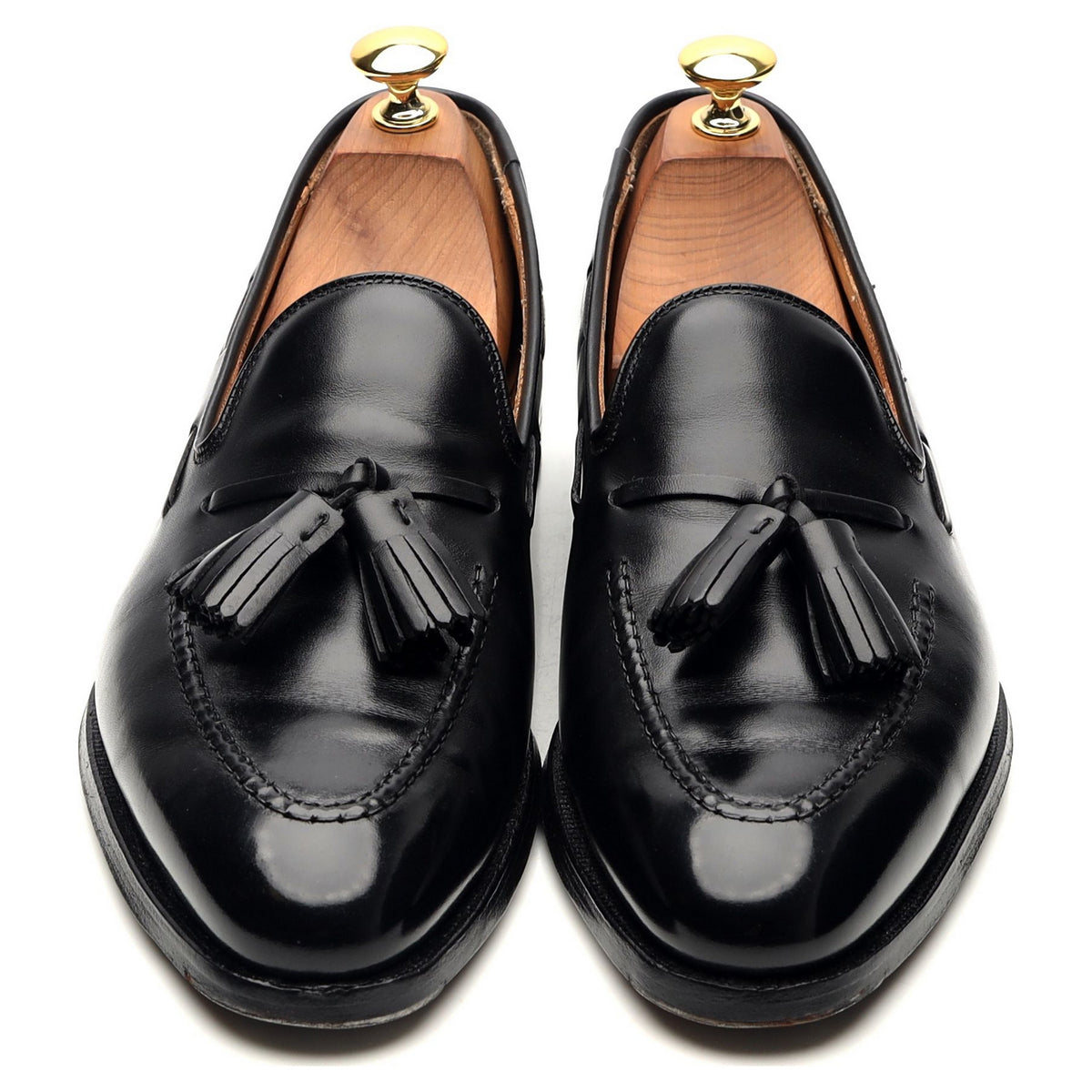 &#39;Vincent&#39; Black Leather Tassel Loafers UK 6 E