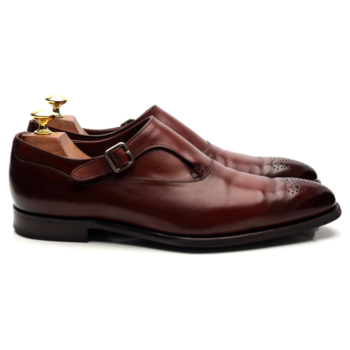 &#39;Winston&#39; Brown Leather Monk Strap UK 7.5 E