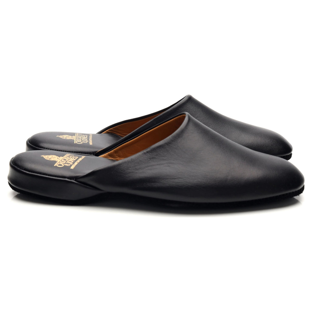 &#39;Ritz&#39; Black Leather House Slippers UK 6 E