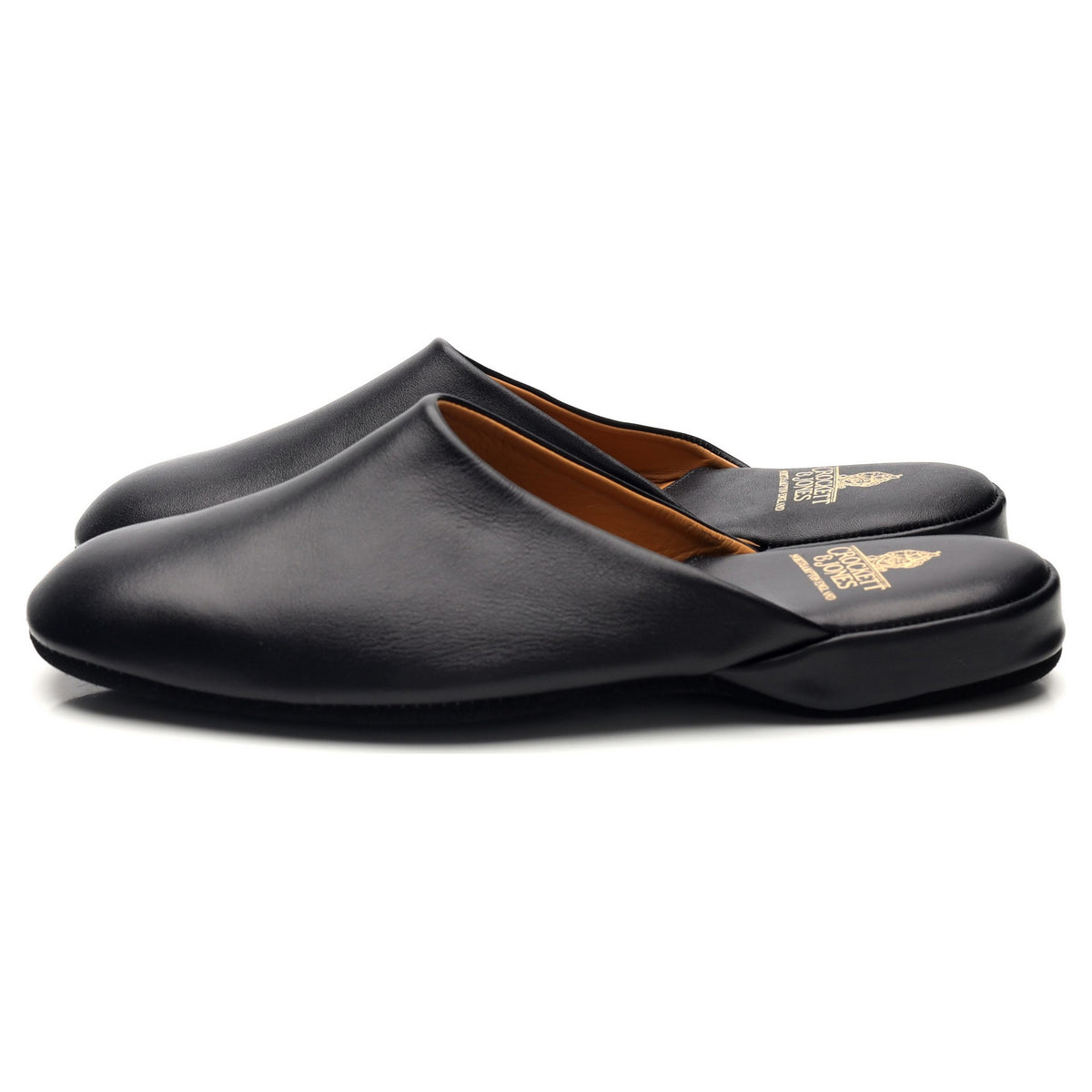&#39;Ritz&#39; Black Leather House Slippers UK 6 E