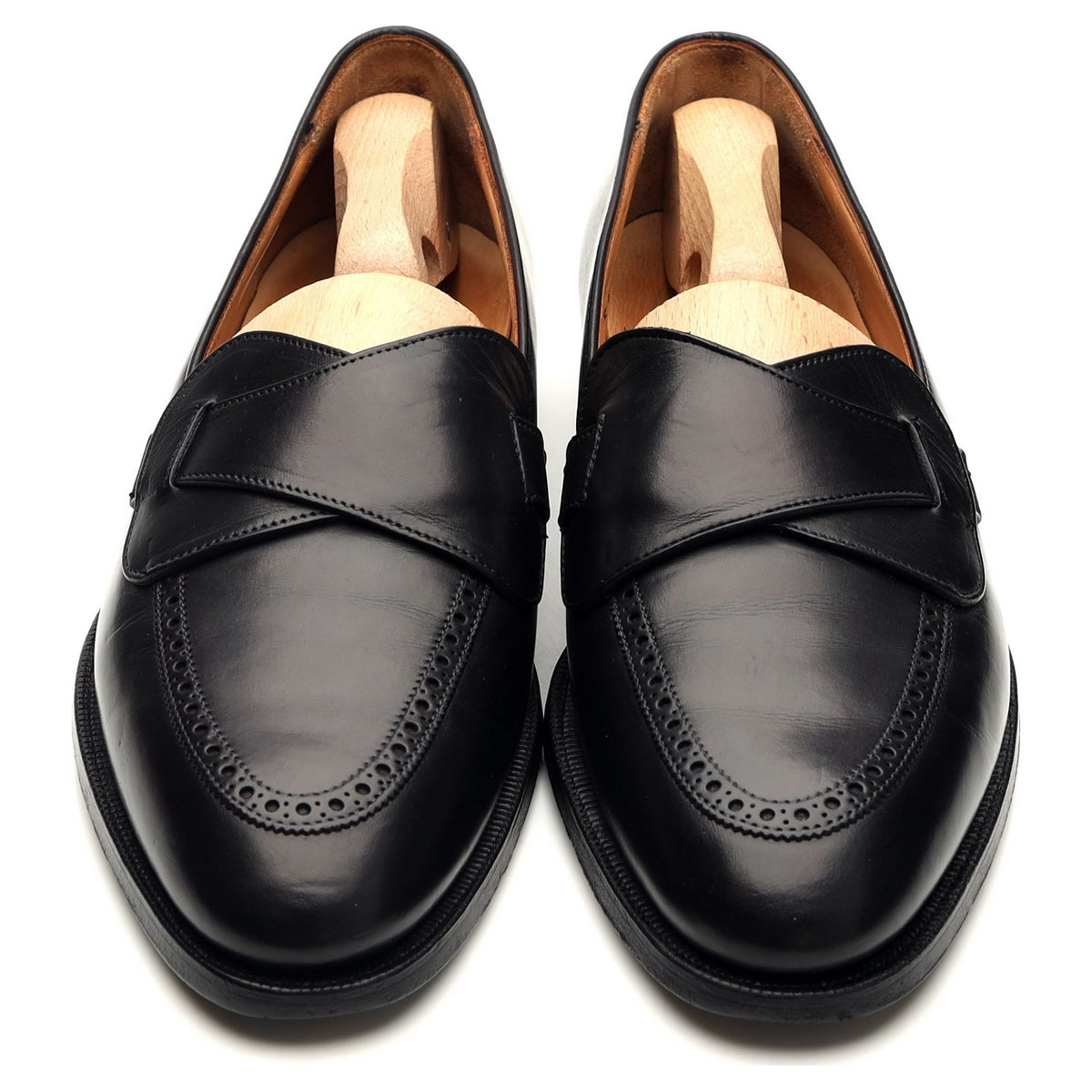 &#39;Matthew&#39; Black Leather Butterfly Loafers UK 8 E