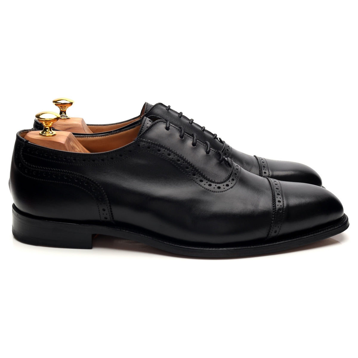 &#39;Belgrave&#39; Black Leather Oxford Brogues UK 11