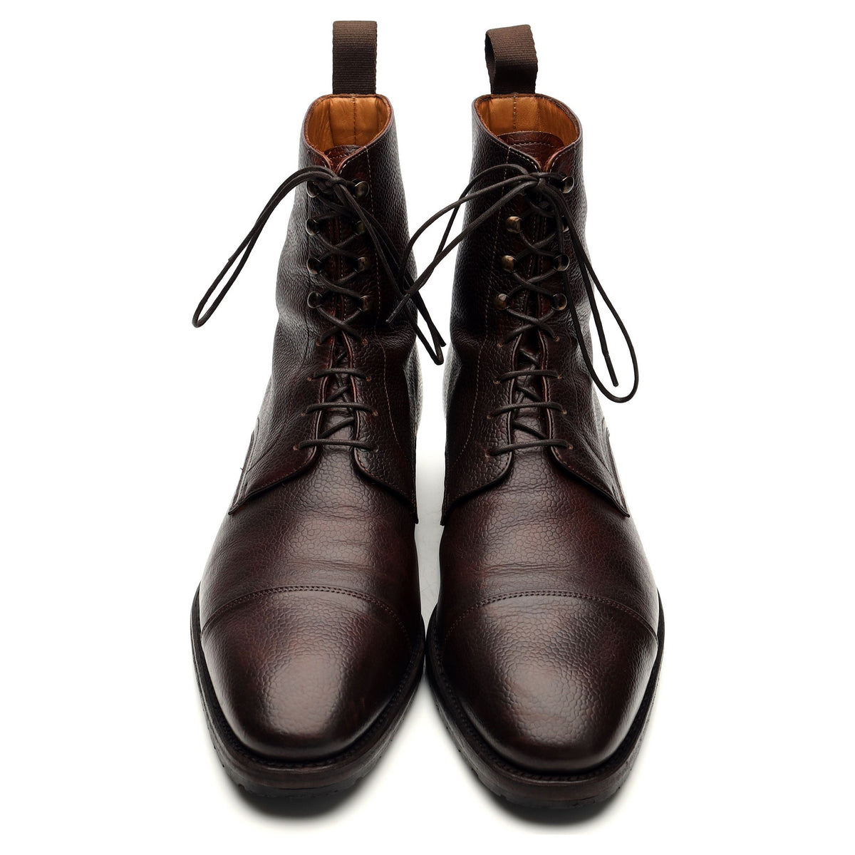'Stallone 8866' Dark Brown Grain Leather Boots UK 9.5