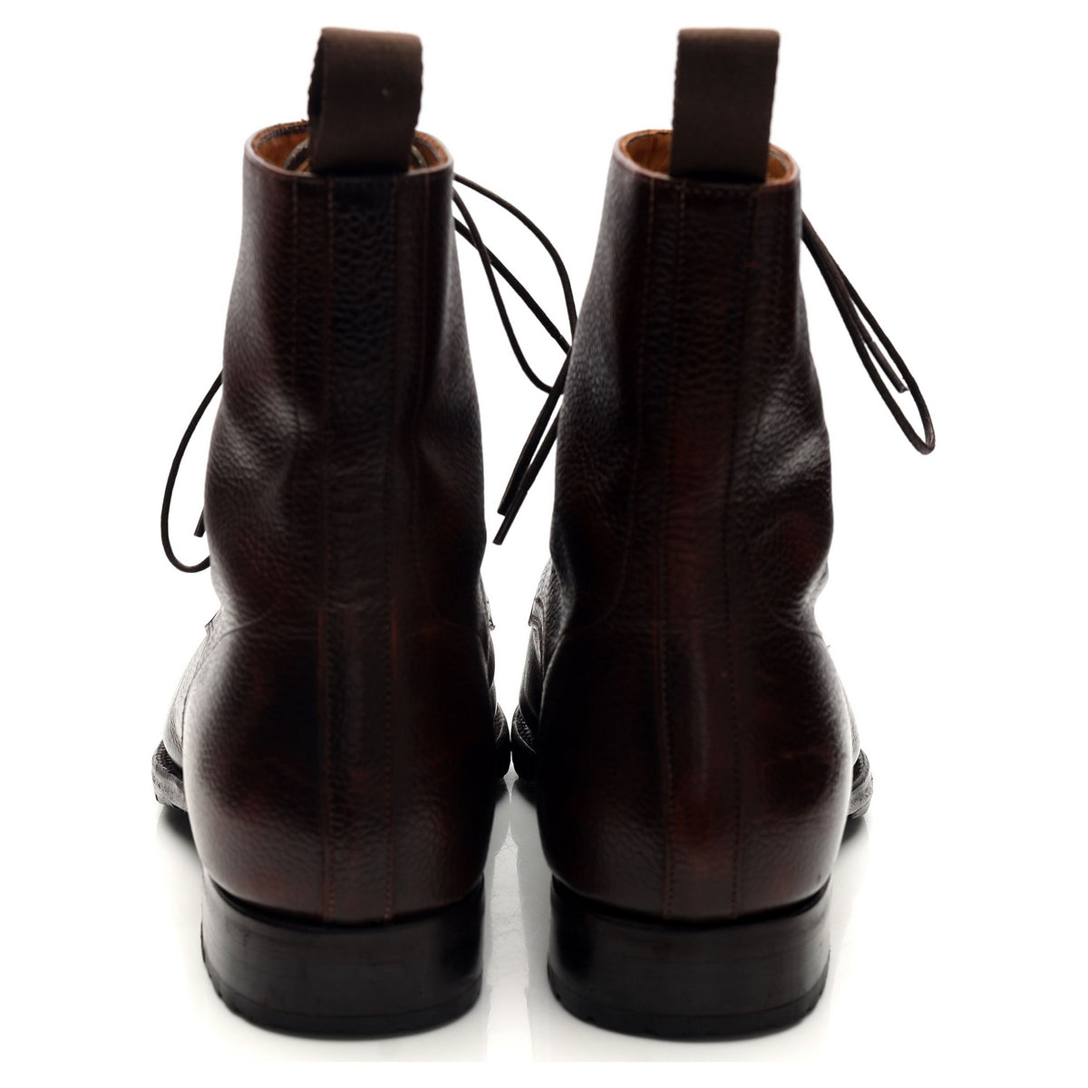 'Stallone 8866' Dark Brown Grain Leather Boots UK 9.5