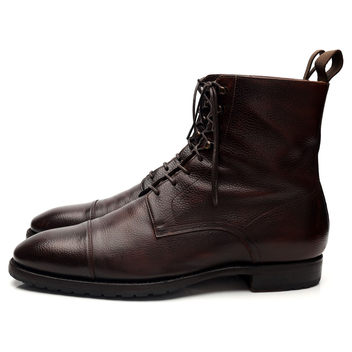 'Stallone 8866' Dark Brown Grain Leather Boots UK 9.5