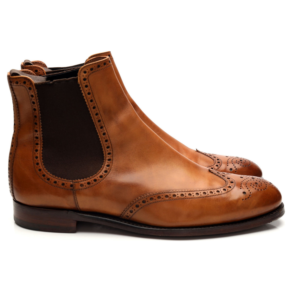 &#39;Albert ll&#39; Tan Brown Leather Boots UK 7.5 G