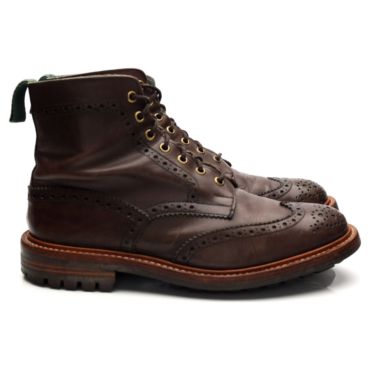 'Stow' Dark Brown Leather Boots Brogues UK 8.5
