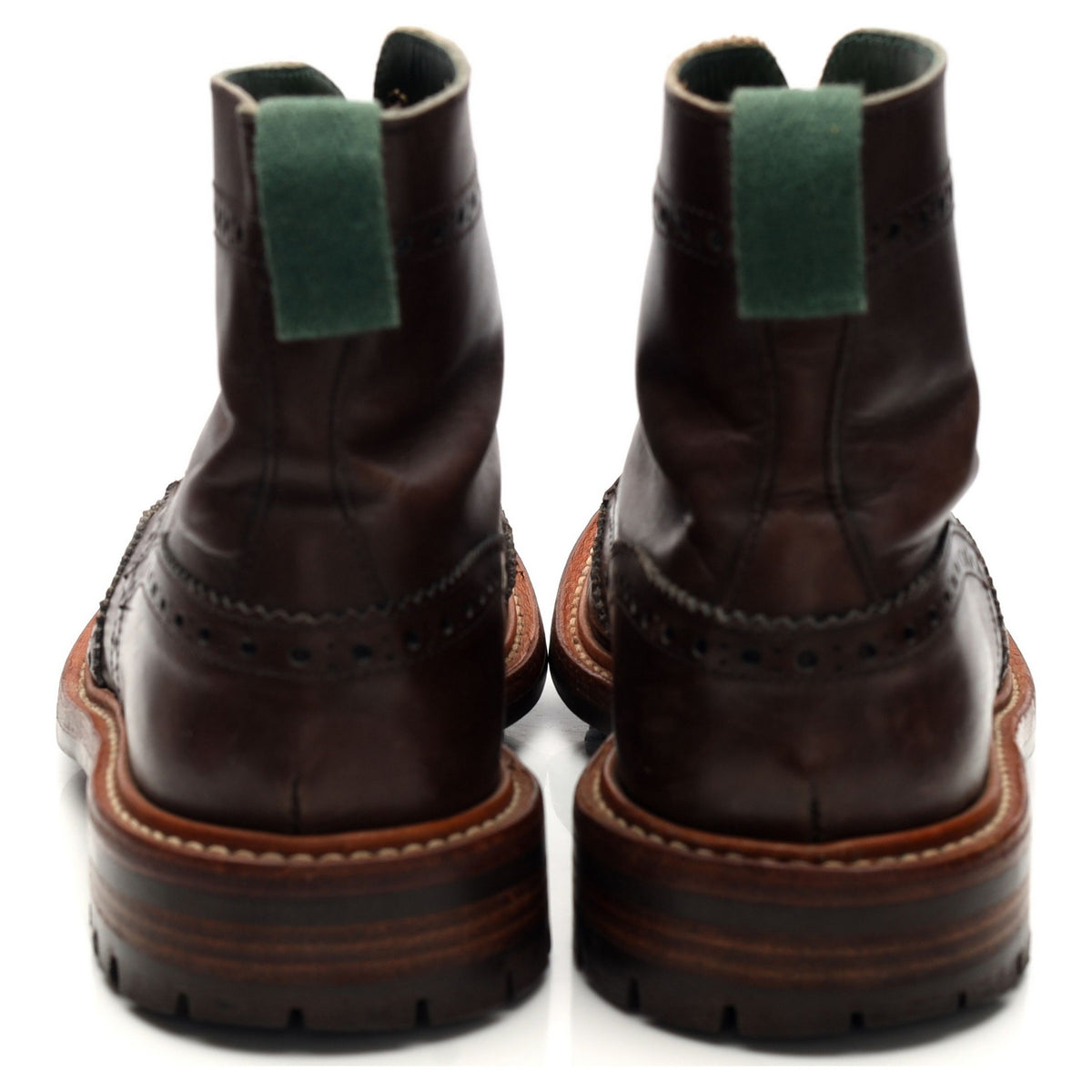 'Stow' Dark Brown Leather Boots Brogues UK 8.5