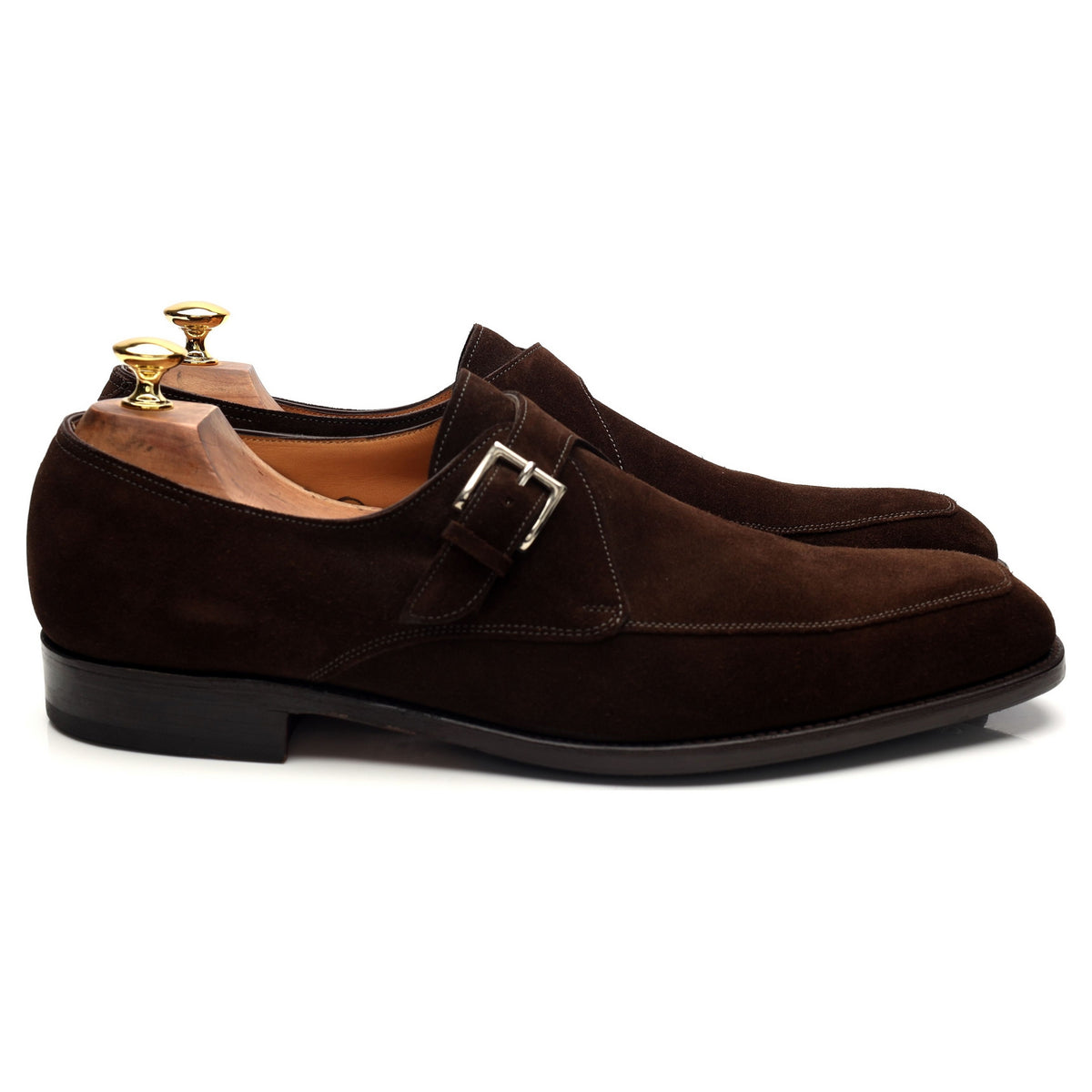 &#39;Horsley&#39; Dark Brown Suede Monk Straps UK 10.5 E