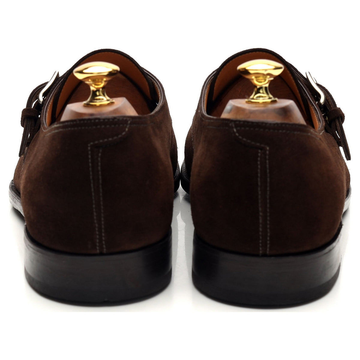 &#39;Horsley&#39; Dark Brown Suede Monk Straps UK 10.5 E