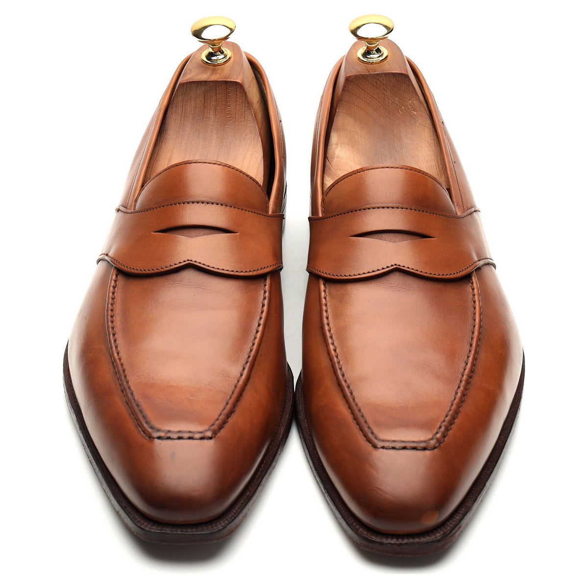 &#39;Kingston&#39; Tan Brown Leather Penny Loafers UK 10 E