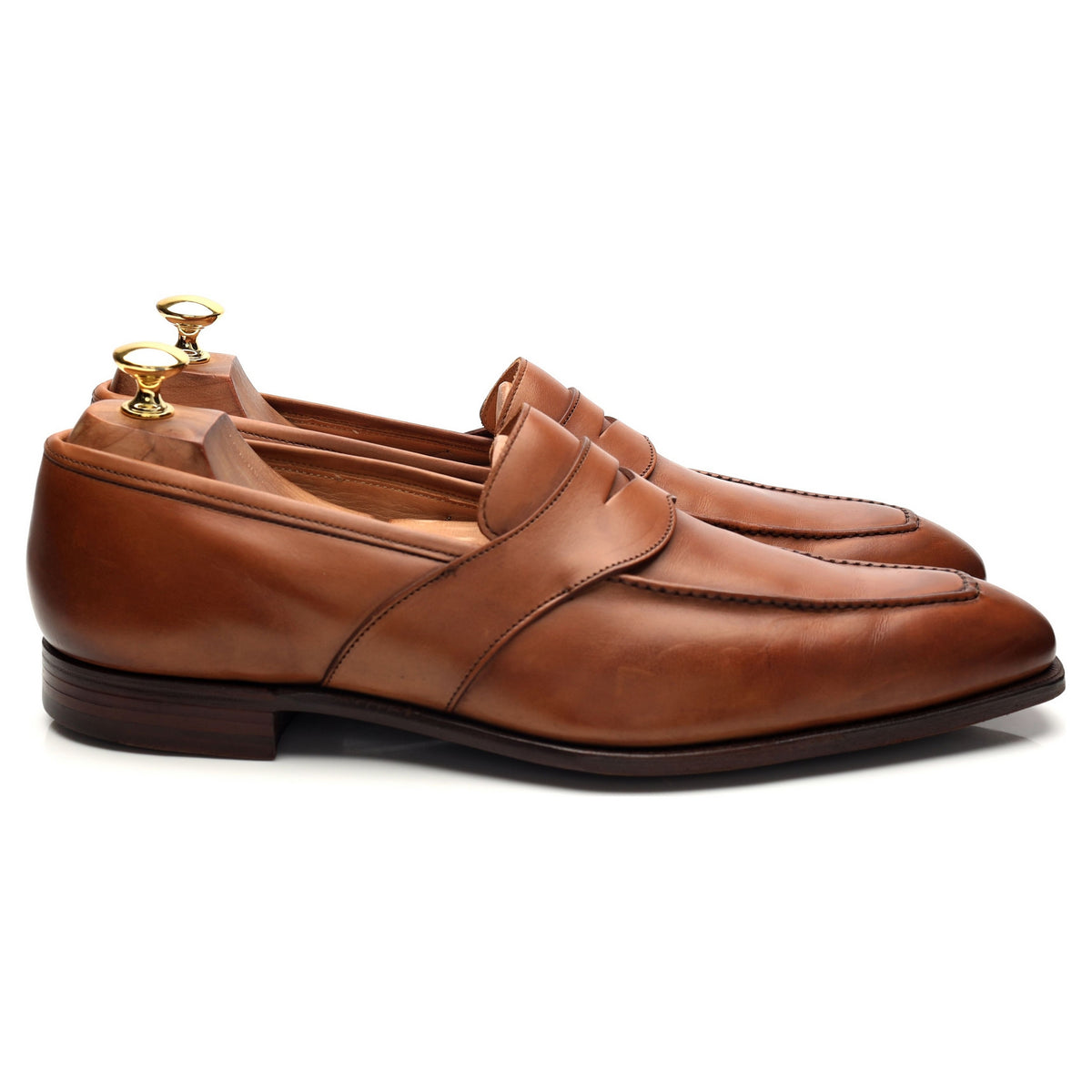&#39;Kingston&#39; Tan Brown Leather Penny Loafers UK 10 E