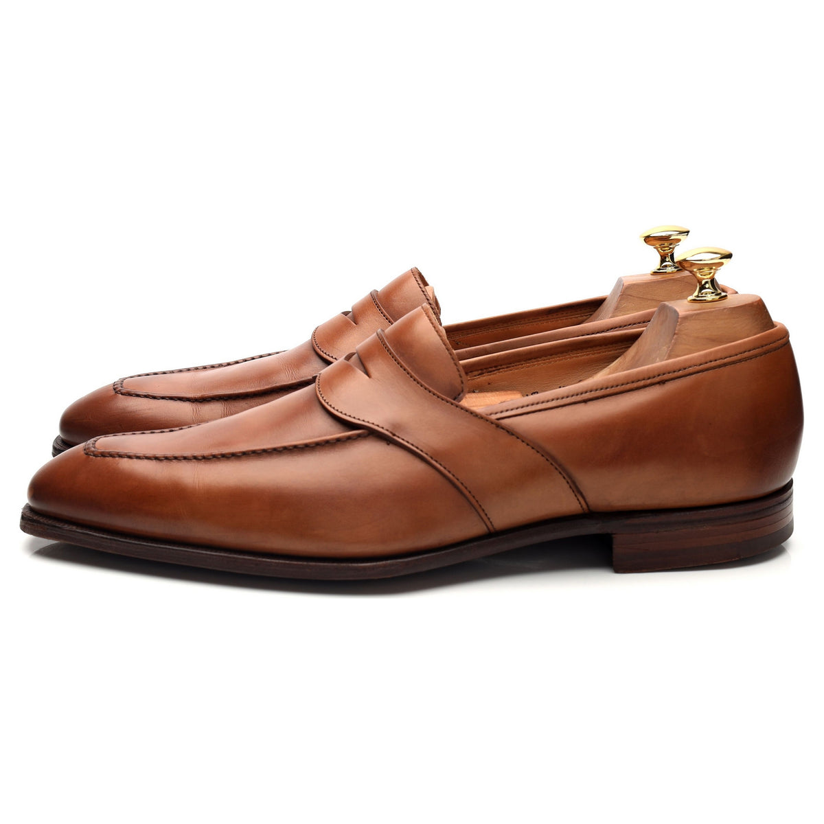 &#39;Kingston&#39; Tan Brown Leather Penny Loafers UK 10 E