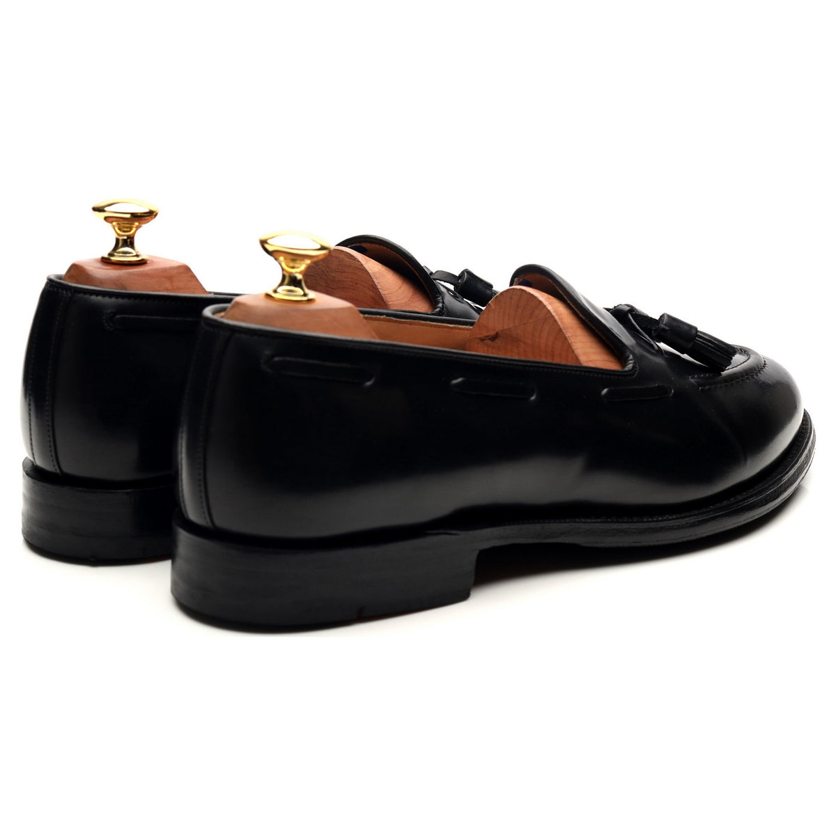 &#39;Melbourne&#39; Black Leather Tassel Loafers UK 9 F