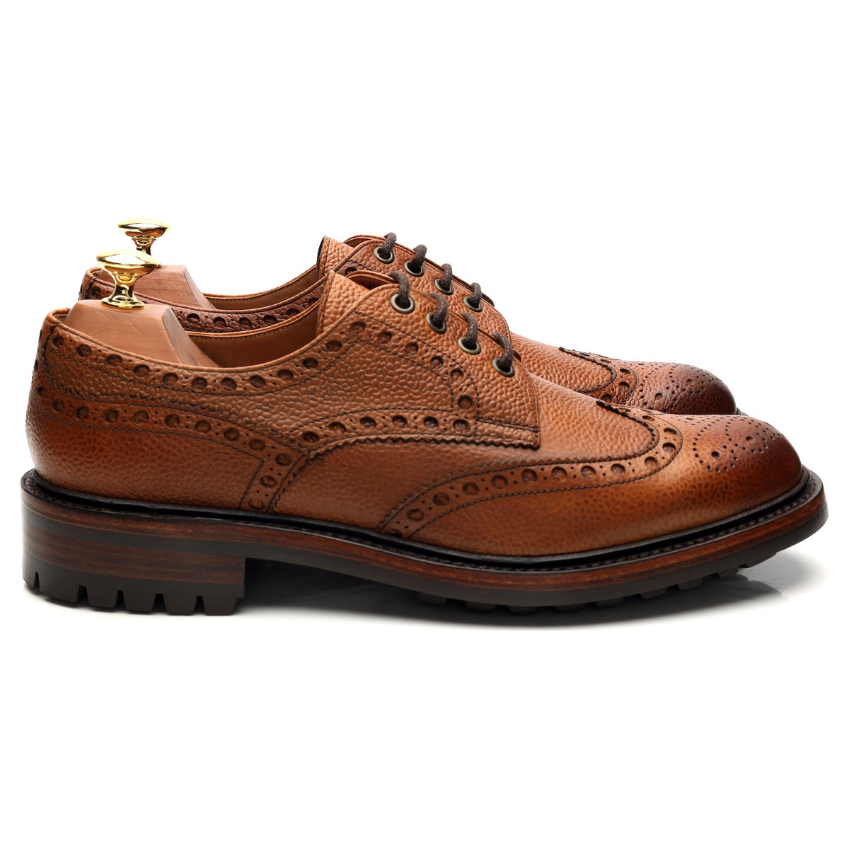 &#39;Avon&#39; Tan Brown Leather Derby Brogue UK 9 F